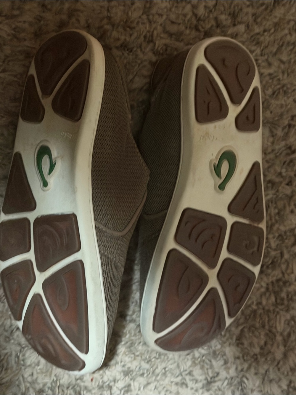 OluKai Men's Brown Mesh Slip-On Loafers with Green Accents - Picture 3 of 4